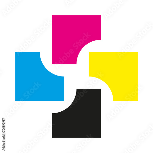 CMYK Corner Cut Square Cross Icon