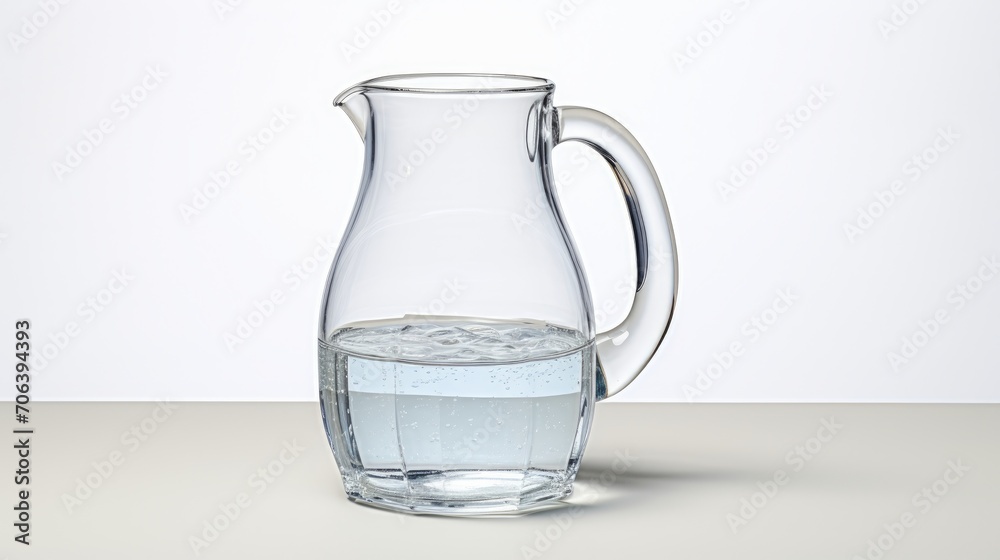 Clear glass jug on a paper-white background AI generated illustration Clear glass jug on a paper-white background AI generated illustration