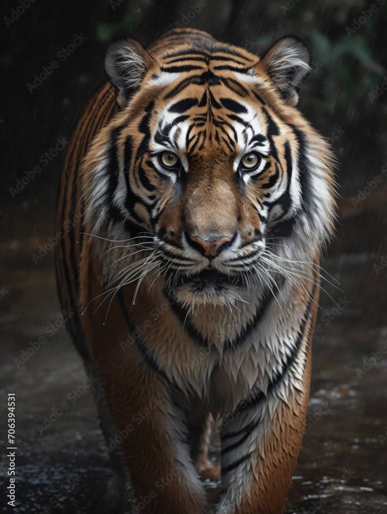 Fototapeta premium Tiger Roaming Studio Scene