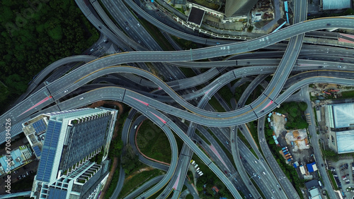 Canvas Print Aerial view of the expressway in Malaysia in the city of Kuala Lumpur, Penchala link