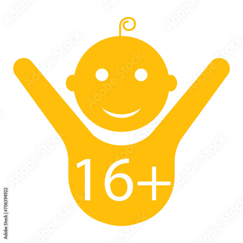Child 16 line icon. Age limit, happiness, child, son, diapers, childhood, pacifier, foal, responsibility. Vector icon for business and advertising