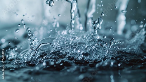 Water pouring from a faucet. Can be used to illustrate concepts of water conservation or household utilities