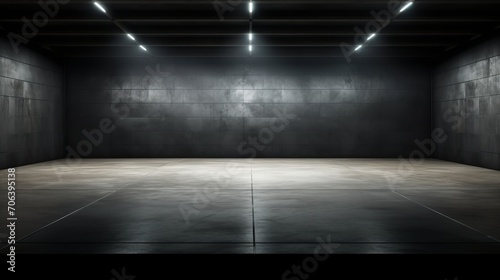 Empty garage setting with open shutter and clear skyline AI generated illustration © ArtStage