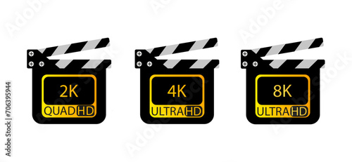 Numerator with quality set line icon. Film, cinema, popcorn, theater, director, actor, screen, art, comedy, film. Vector icon for business and advertising