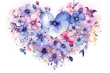 Watercolor Floral Heart in Pastel Tones: Symbol of Love and Romance - Generative AI