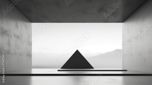 Geometrical minimalism in a monochrome empty mockup scene  AI generated illustration