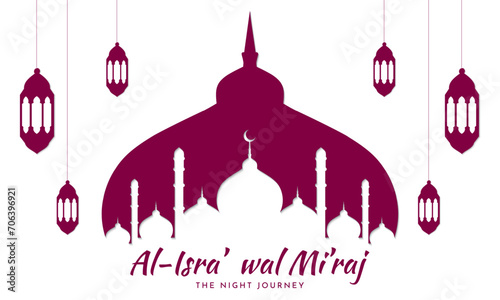 Al-Isra' wal Mi'raj. Night Journey of the Prophet Muhammad. Islamic background design. Vector Illustration
