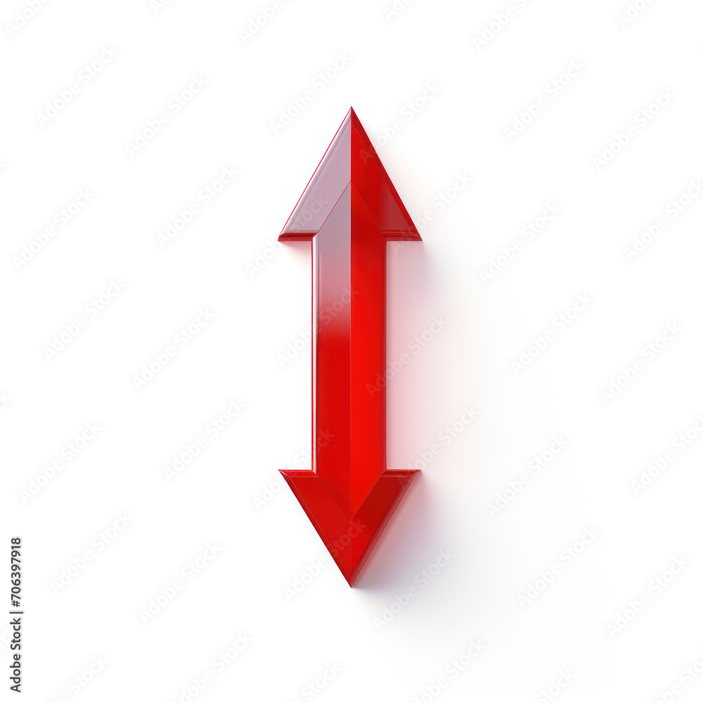 Minimalistic both sides red arrow pointer isolated on clear white background Minimalistic both sides red arrow pointer isolated on clear white background