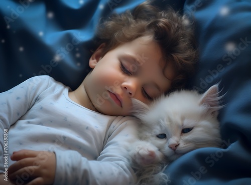 little child with a cat