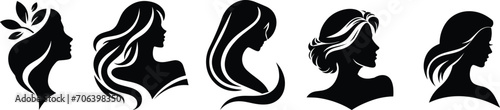 Vector logo set of woman, silhouette
