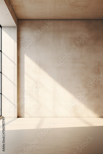 Neutral-toned minimalist empty room with natural light AI generated illustration