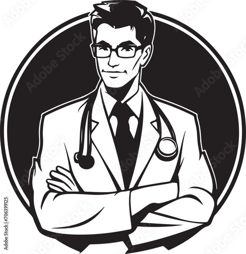 hand drawn flat doctor logo on white background generative ai