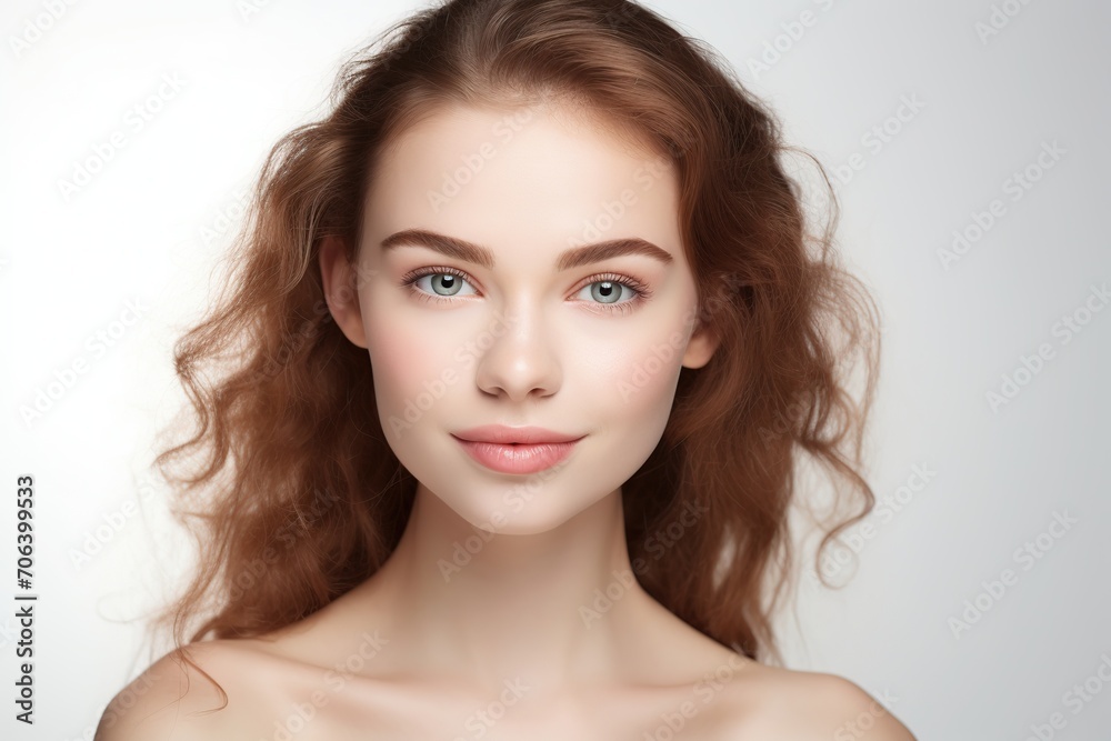 Portrait of beautiful woman with perfect smooth skin. Concept of natural beauty Portrait of beautiful woman with perfect smooth skin. Concept of natural beauty