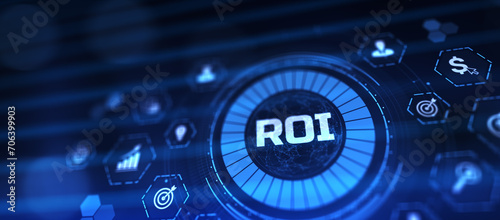 ROI Return on investment stock trading business finance concept.