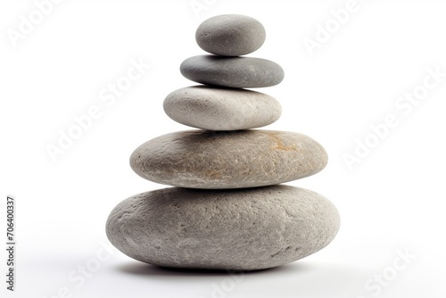 Stack of spa stones isolated on white background