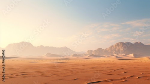 Sweeping vista of an empty desert scene  AI generated illustration © ArtStage