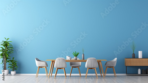Contemporary Simplicity: Empty Living Room and Dining Area in Modern Apartment, 3D Render