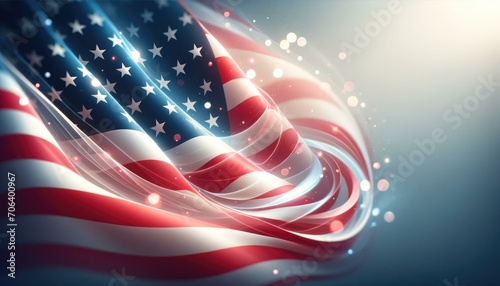 Waving American Flag with Sparkles, Patriotic Background, Presidents' Day photo