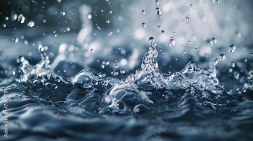 Close-up shot of water splashing on a surface. Perfect for adding energy and movement to your projects