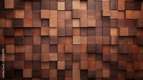 Wooden Mosaic Magic: 3D Rendering of Natural Wood Blocks Wall Paneling