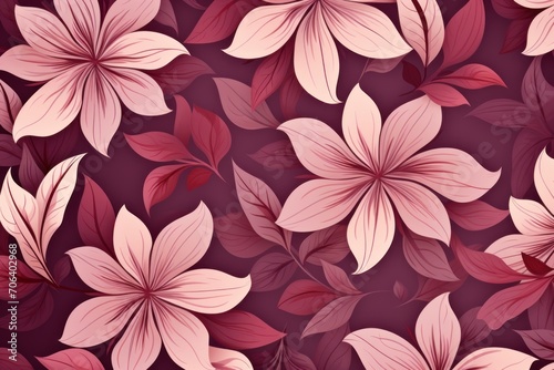 Burgundy pastel template of flower designs with leaves