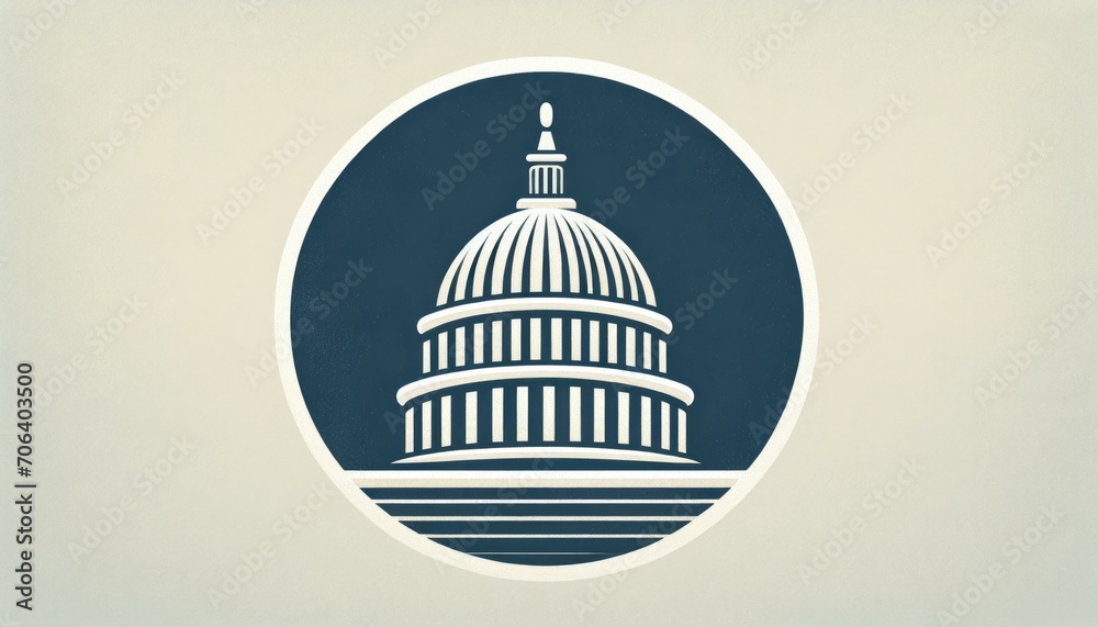 Vintage Style Illustration of the Capitol Building, Political Concept