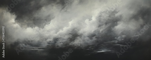 Charcoal sky with white cloud background photo