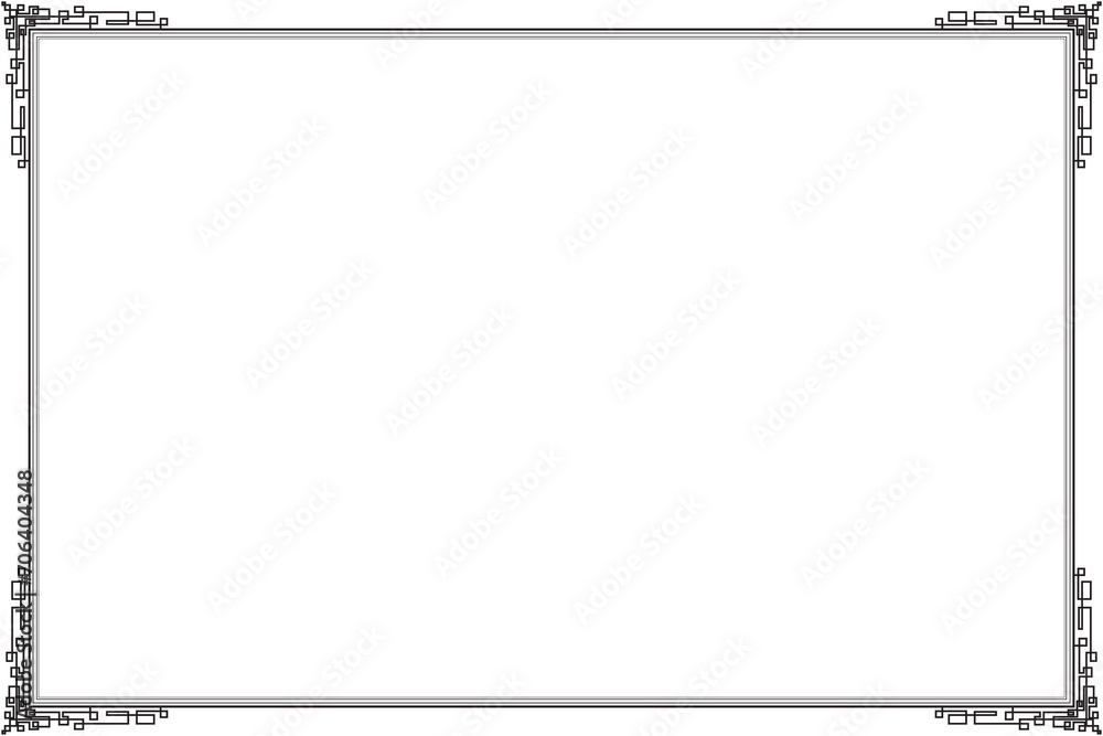 Fototapeta premium Elements of oriental frames. Black on white traditional chinese motifs. Design print for greeting cards, wedding invitations, chinese new year, royal certificates. Set 20 