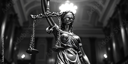 A statue of Lady Justice holding a sword. Suitable for legal and justice-related themes