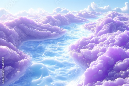 an ethereal gradient blending sky blue into a soft lavender, creating a dreamlike and serene atmosphere, perfect for calming and meditative spaces. Generative AI