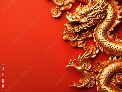 Wallpaper Mural Chinese new year 2024 golden dragon concept background with copy text space - ai generative Torontodigital.ca