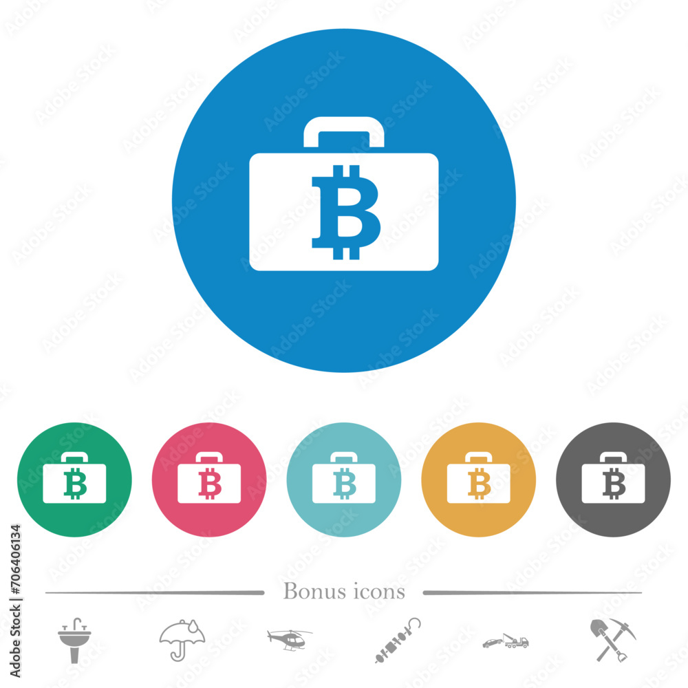 Bitcoin bag flat round icons Bitcoin bag flat round icons
