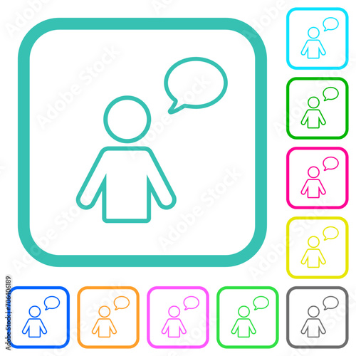 One talking person with oval bubble outline vivid colored flat icons