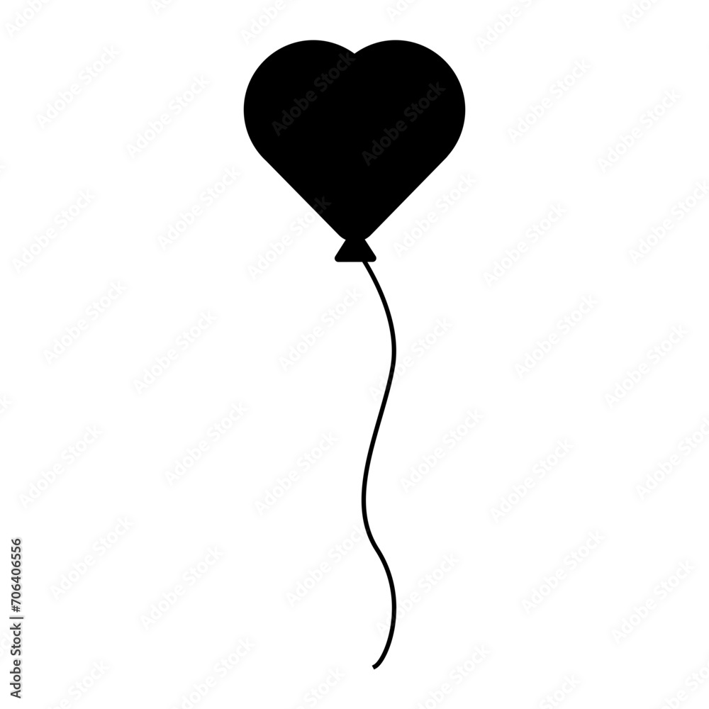 Love, Relationship and Valentine's Day Icons | Heart Balloon Filled Silhouette SVG Vector Illustration