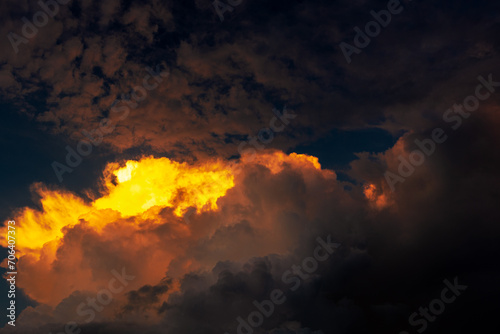 panoramic background of high mountain scenery, overlooking the atmosphere of the sea, trees and wind blowing in a cool blur, spontaneous beauty © bangprik