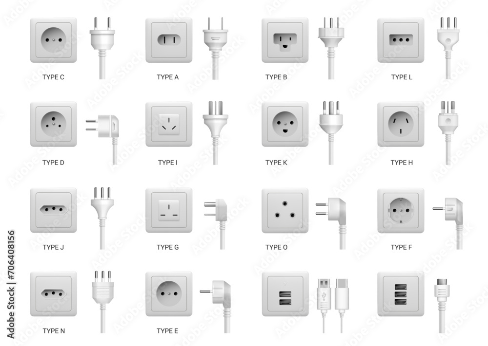 Electric Power Sockets With Different Types Of Plug Cord Vector electric-power-sockets-with-different-types-of-plug-cord-vector
