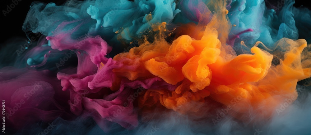 The smoke and fog background is dramatic and colorful in contrast. Clear and intense background