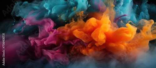 The smoke and fog background is dramatic and colorful in contrast. Clear and intense background