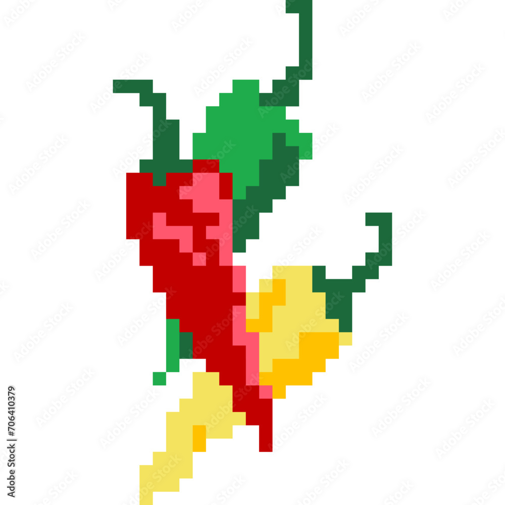 Chili cartoon icon in pixel style Chili cartoon icon in pixel style