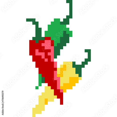 Chili cartoon icon in pixel style © Eakkarach