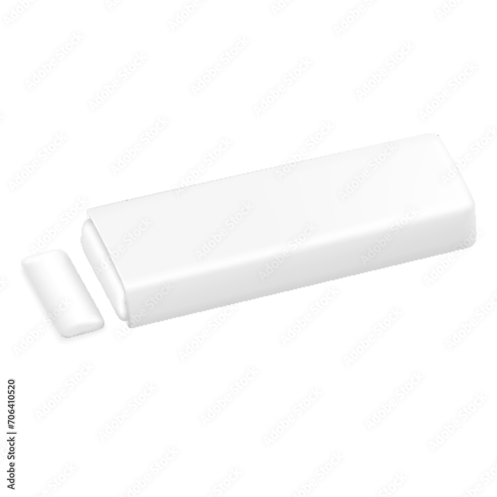Chewing gum mockups, white stripes. Realistic 3d vector bubble gum sticks, White mint chewing gum set for ads and package element, isolated on white background, 3d vector realistic illustration Chewing gum mockups, white stripes. Realistic 3d vector bubble gum sticks, White mint chewing gum set for ads and package element, isolated on white background, 3d vector realistic illustration
