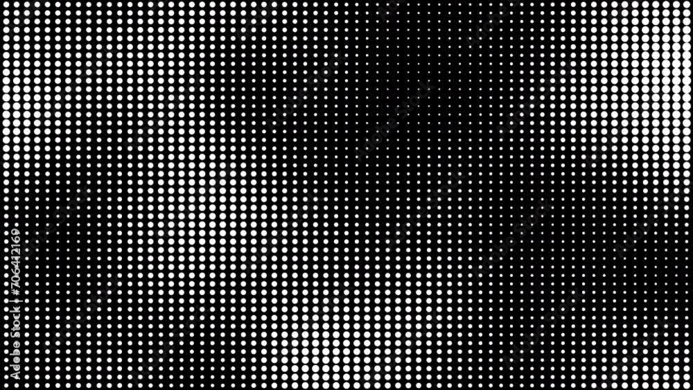 Abstract black and white gradient halftone dotted background with a pop cartoon comic motion pattern. Seamless loop in retro monochrome vintage style in 4k. Fit for tint, alpha, or overlay layer