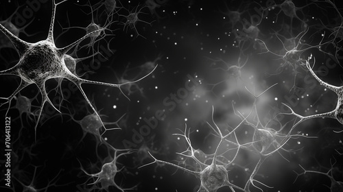 Neurons in black and white photo