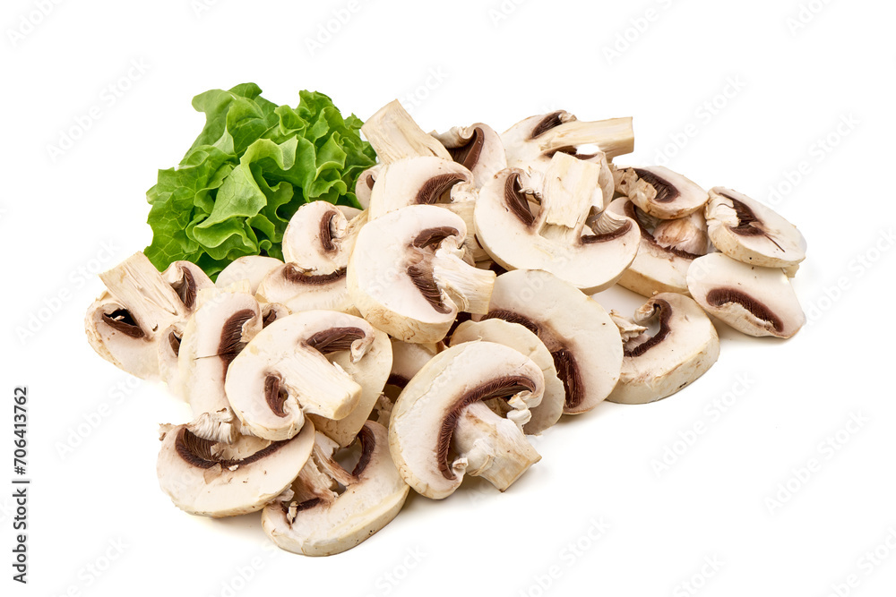 Champignons, close-up, isolated on white background Champignons, close-up, isolated on white background
