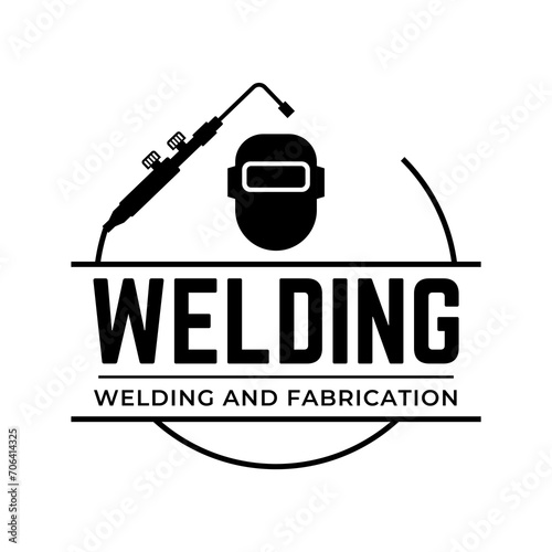 Welding torch logo design. Welder tool vector design. Welding work logotype.