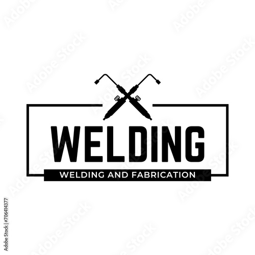 Welding torch logo design. Welder tool vector design. Welding work logotype.