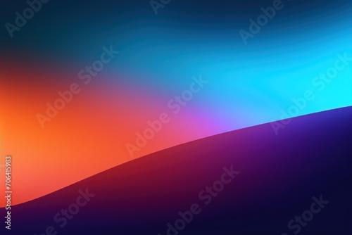 Cyan orange violet glow blurred abstract gradient on dark grainy background