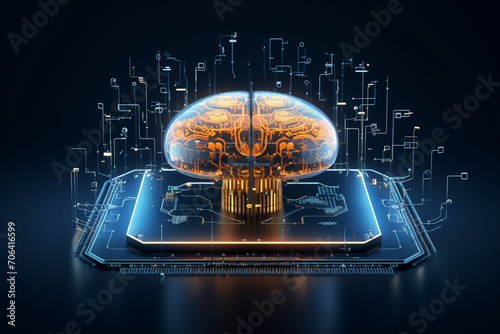 3d icon of AI in science and business, Technology and engineering concept
