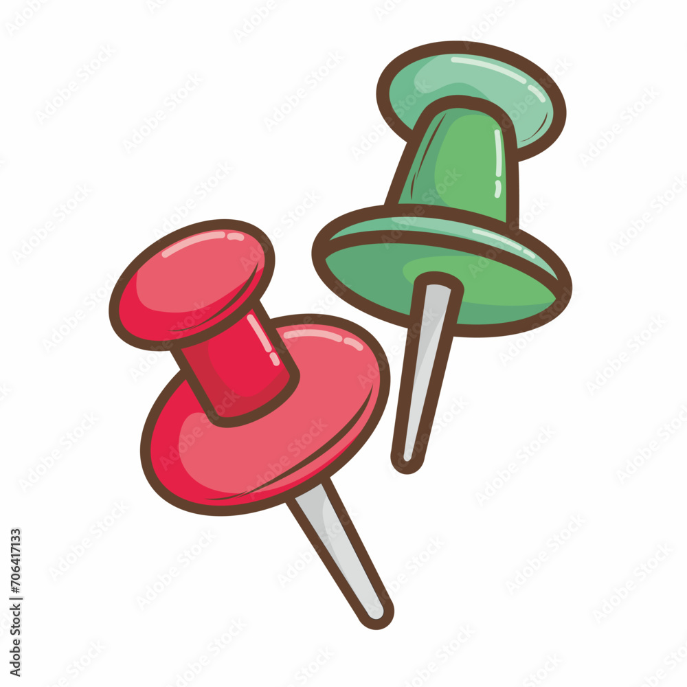 Push pin illustration vector. hand draw style Push pin illustration vector. hand draw style