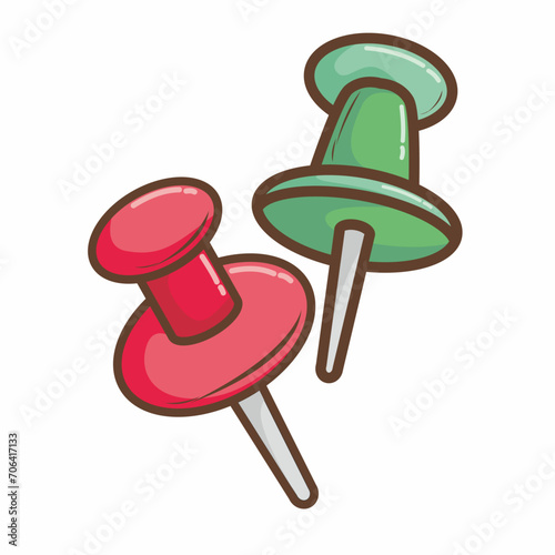 Push pin illustration vector. hand draw style
